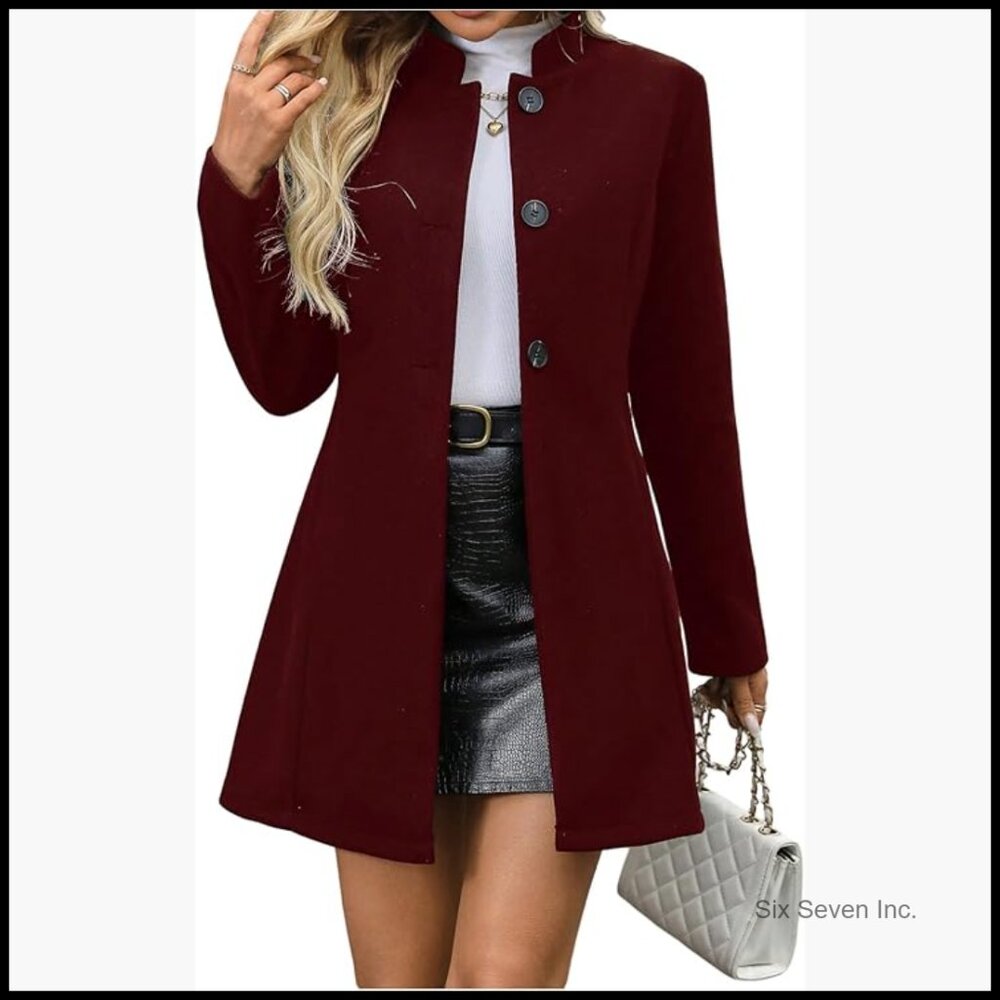 Polyester Blazer with Button Front and Notched Co… - image 1